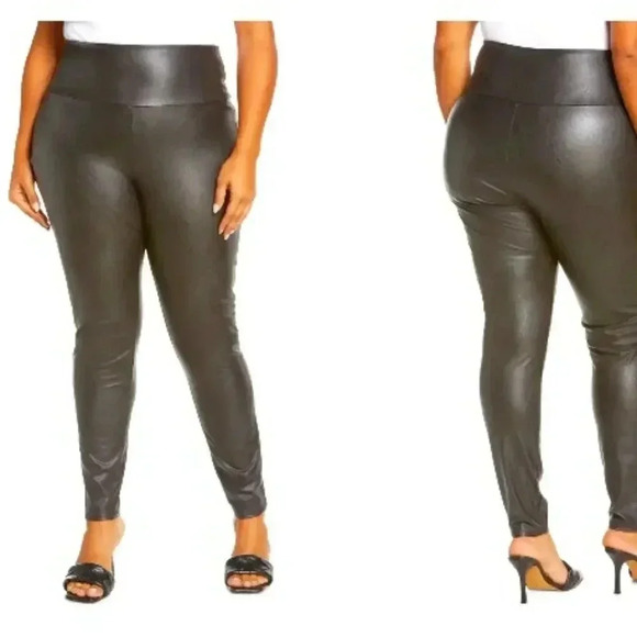7 For All Mankind | 1XL Grey Faux Leather  Leggings - Picture 1 of 12